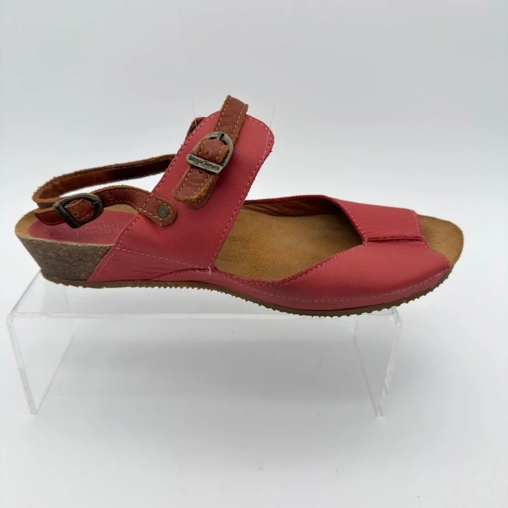 Sergio Tomani Leather Slingback Comfort Sandals Coral Pink EU 40 Womens